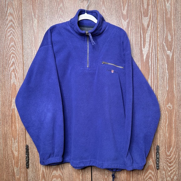 GANT USA Other - Vtg Gant USA Rugged Fleece Pullover Jacket Blue Embroidered Logo Size Lg Sweater